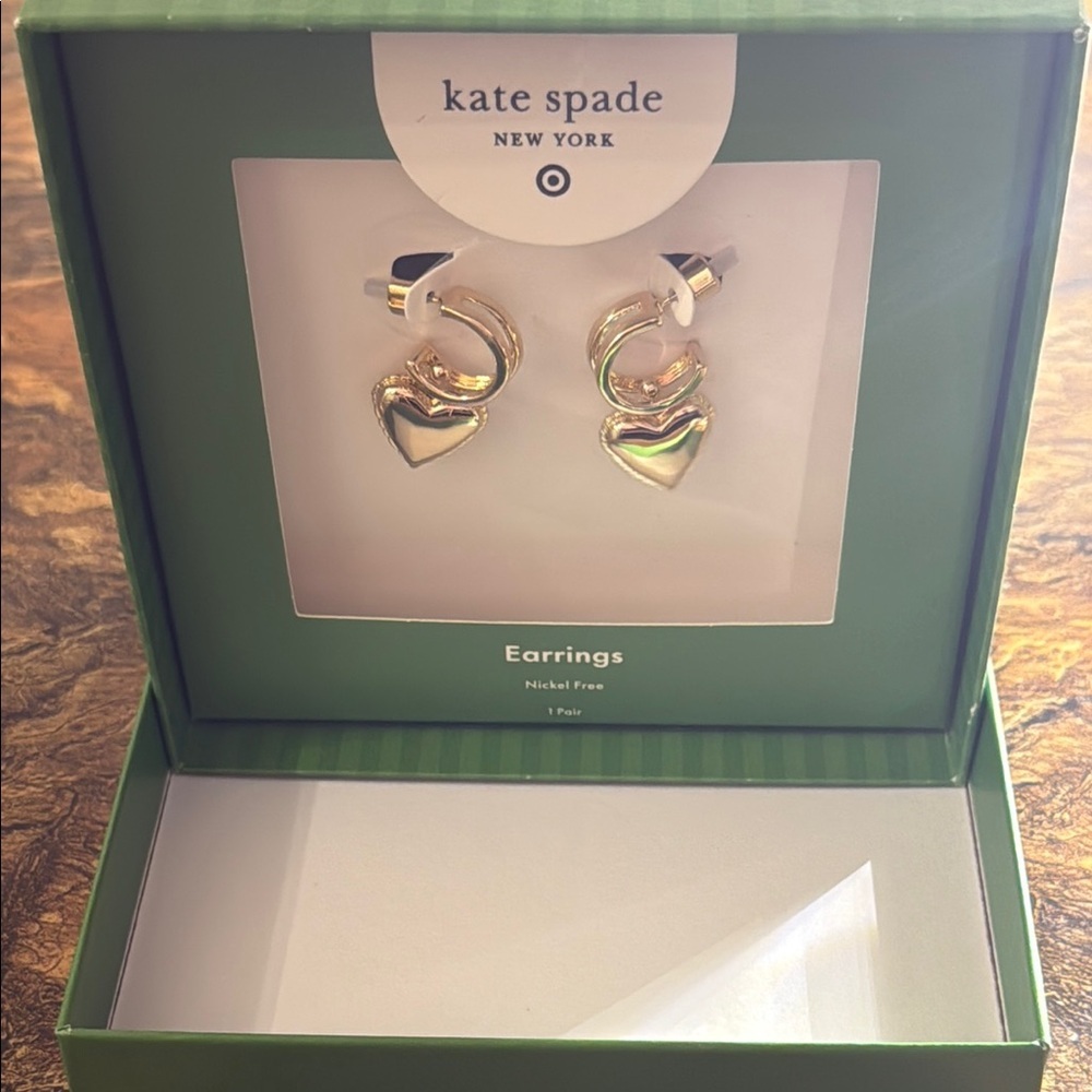 Kate Spade and Target Collaboration: Gold Heart Earrings. NIB - Picture 4 of 6